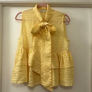 Zara size S, yellow sleeveless blouse.